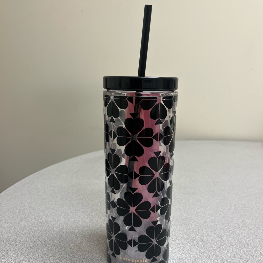 Kate Spade Black and Pink Floral Tumbler